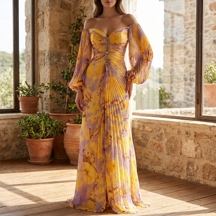 Robe Invitée de Mariage en Dentelle à Col V pour Femmes