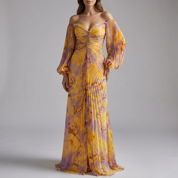Robe Invitée de Mariage en Dentelle à Col V pour Femmes
