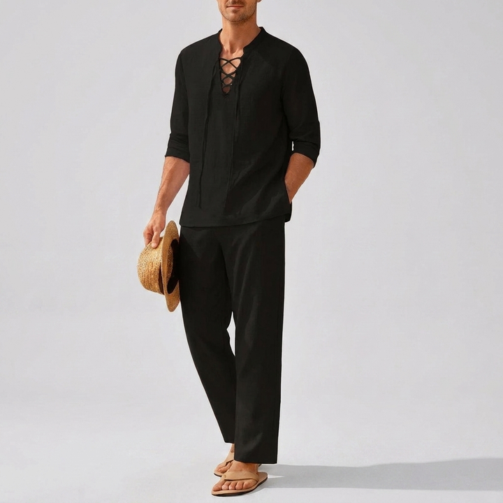 Ensemble Chemise à Lacets et Pantalon Boho pour Homme