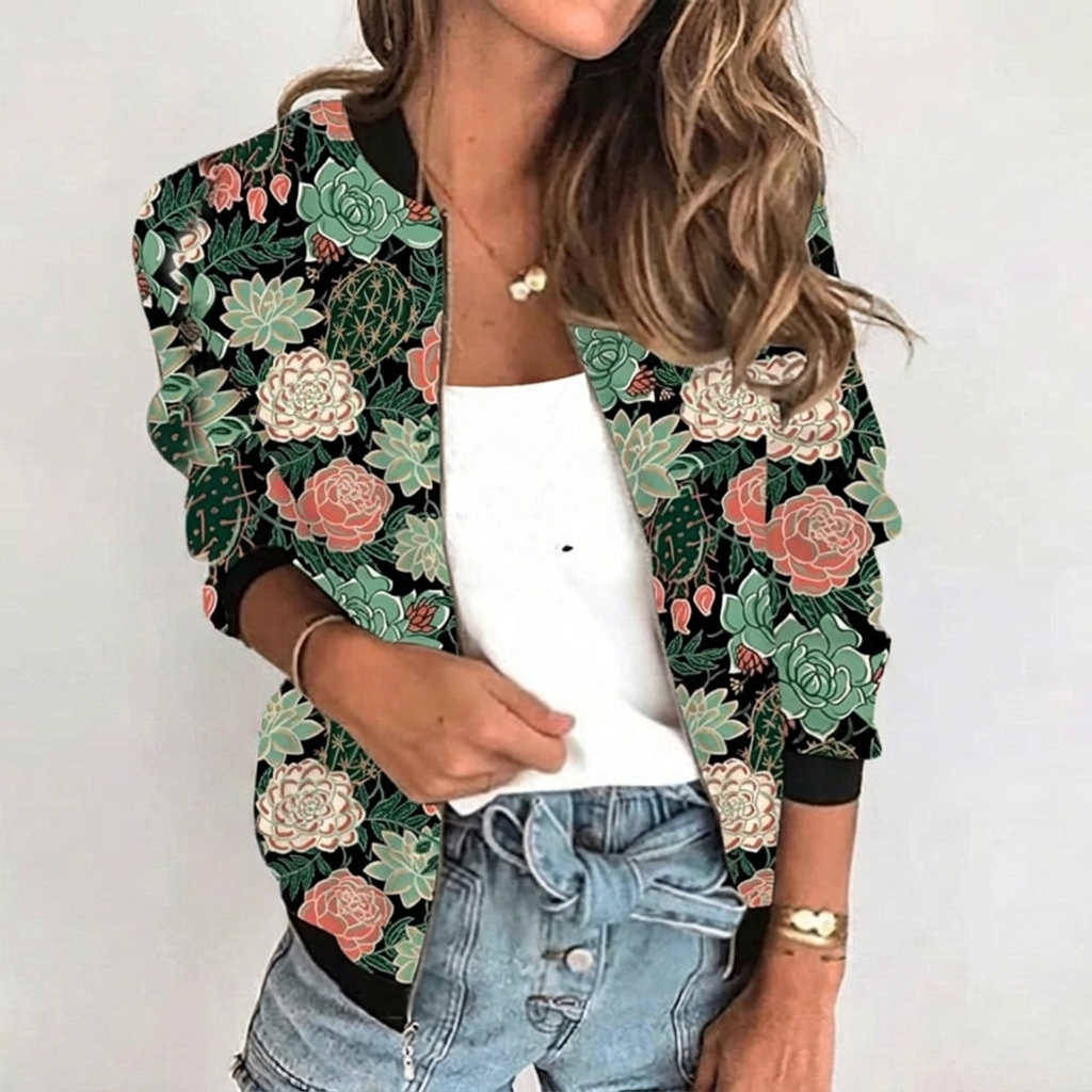 Veste Bomber Florale pour Femmes
