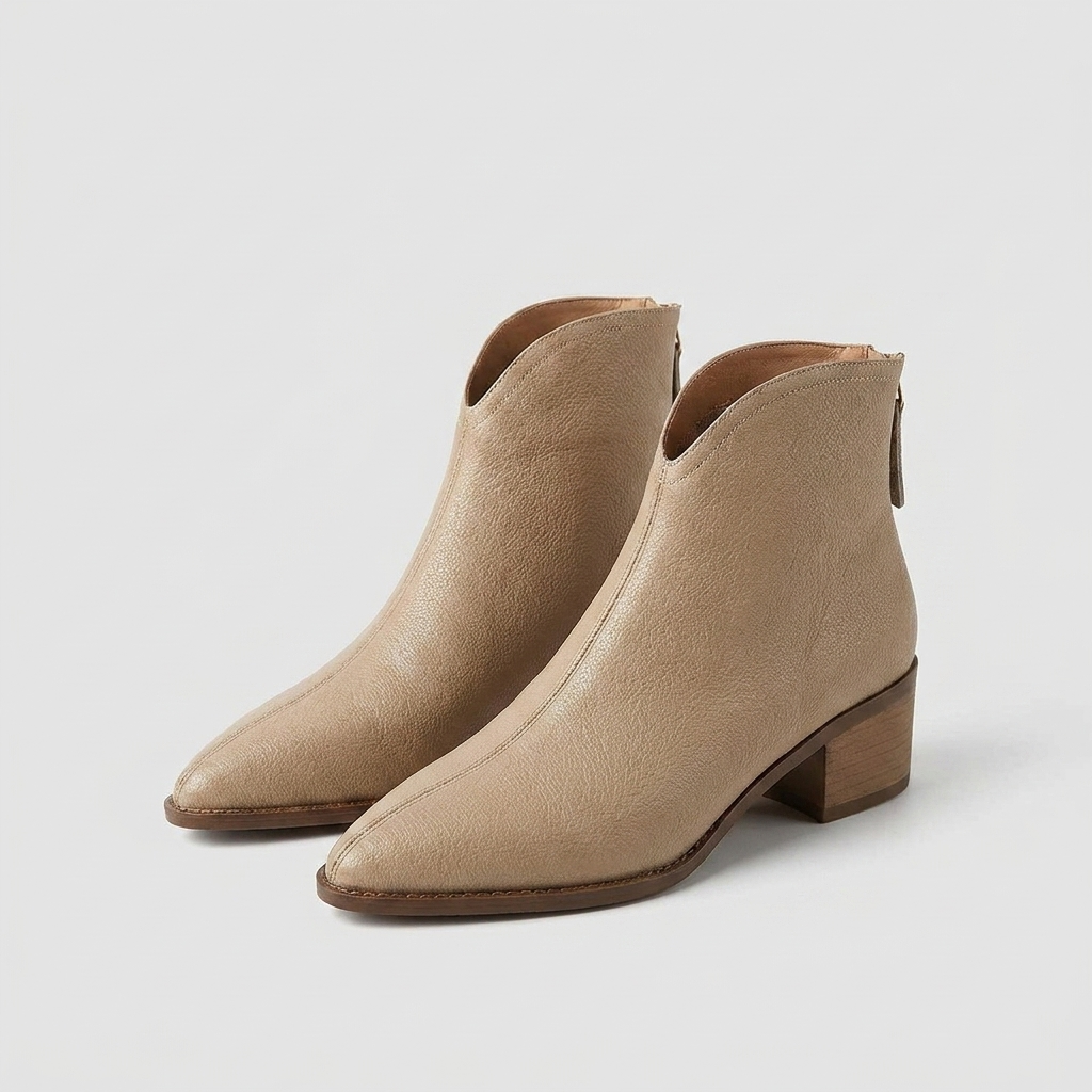 Bottes de Cheville pour Femmes | Talon Bloc avec Design à Orteil Pointu