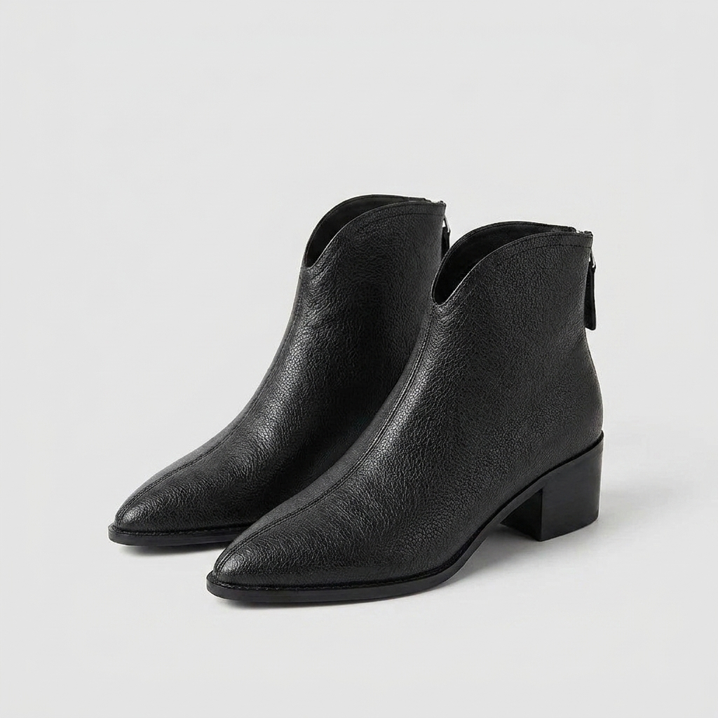 Bottes de Cheville pour Femmes | Talon Bloc avec Design à Orteil Pointu