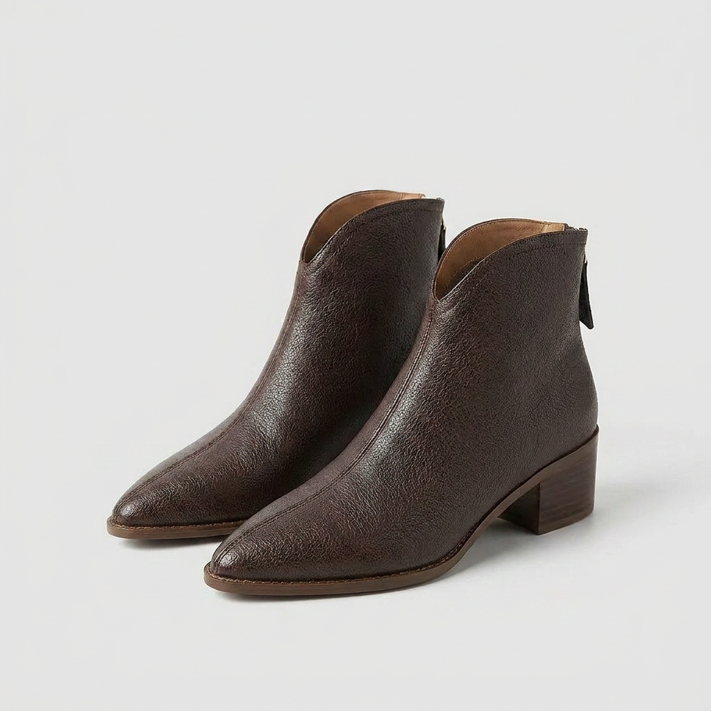 Bottes de Cheville pour Femmes | Talon Bloc avec Design à Orteil Pointu