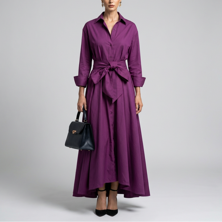Robe Maxi Sophistiquée à Manches Longues