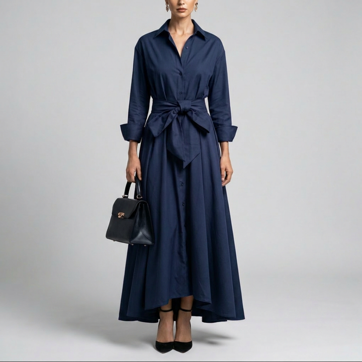 Robe Maxi Sophistiquée à Manches Longues