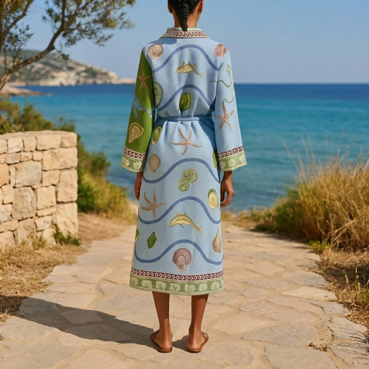 Robe Chemise Midi Imprimée Ceinturée