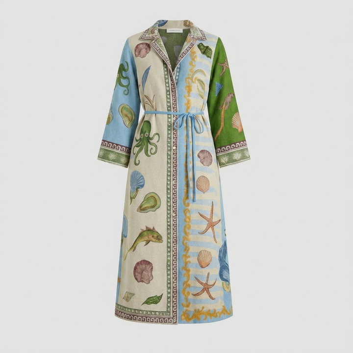 Robe Chemise Midi Imprimée Ceinturée