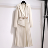 Robe Midi Plissée Ceinturée