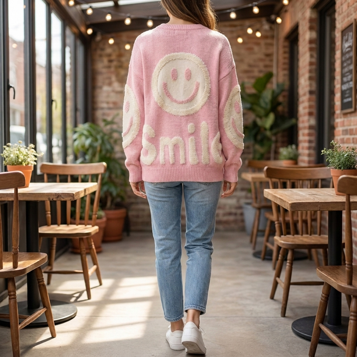 Sweatshirt Oversize Impression Smiley pour Femmes