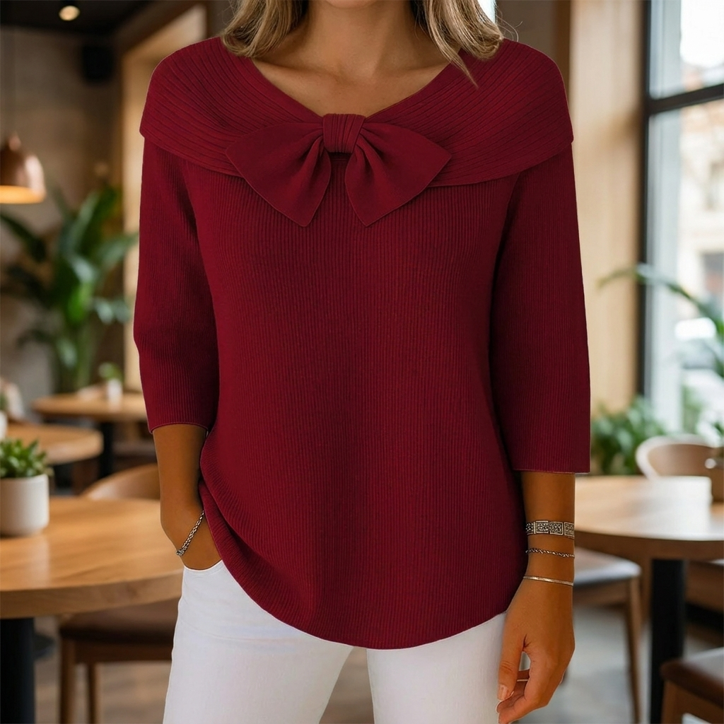 Pull Femme avec Noeud et Col Rond