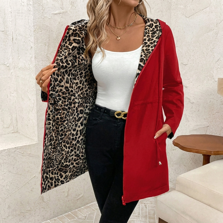 Manteau Réversible à Imprimé Léopard