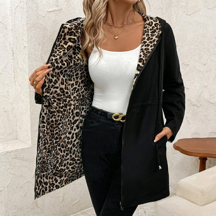Manteau Réversible à Imprimé Léopard