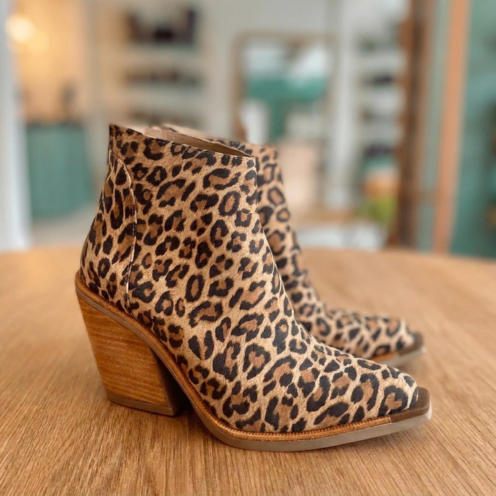 Bottes à Talons Blocs Imprimé Panthère