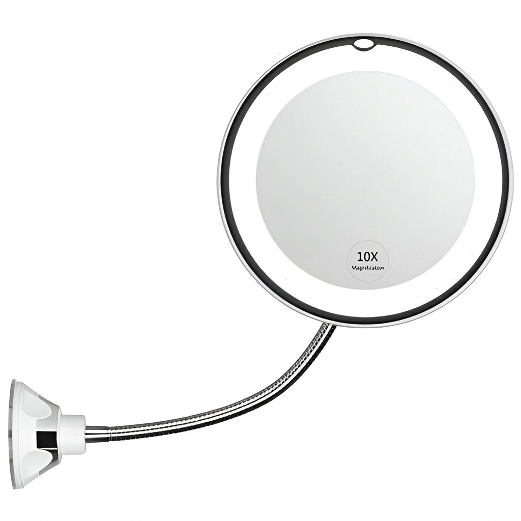 10X Miroir de Grossissement à Ventouse LED