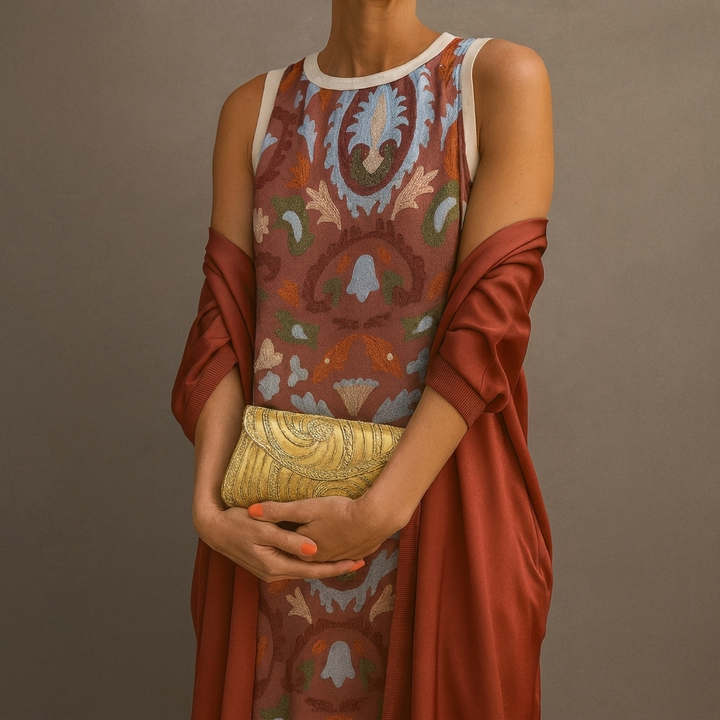 Ensemble Élégant de Robe Longue et Manteau