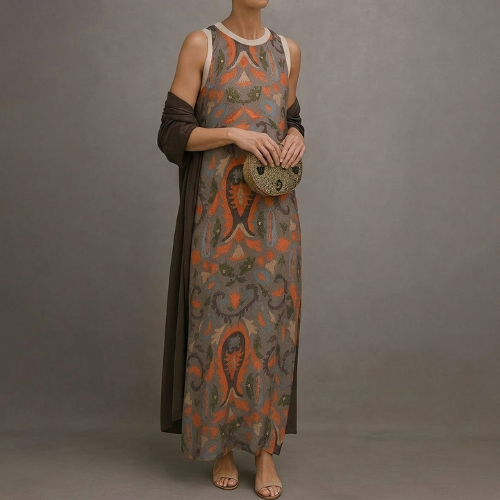 Ensemble Élégant de Robe Longue et Manteau