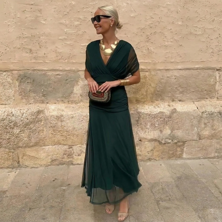 Robe Maxi Élégante à V-Cou