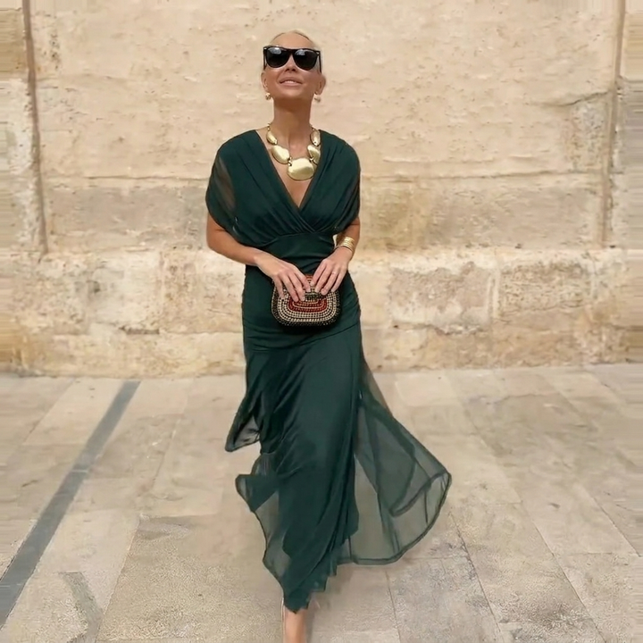 Robe Maxi Élégante à V-Cou