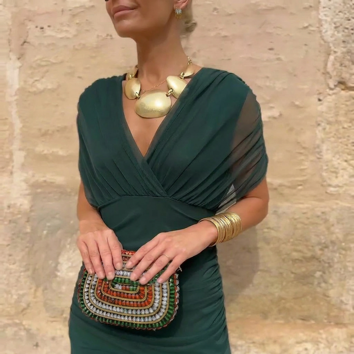 Robe Maxi Élégante à V-Cou