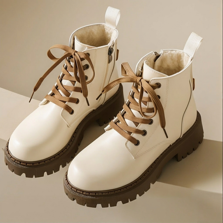 Bottes à lacets pour cheville avec semelle lug et zip latéral