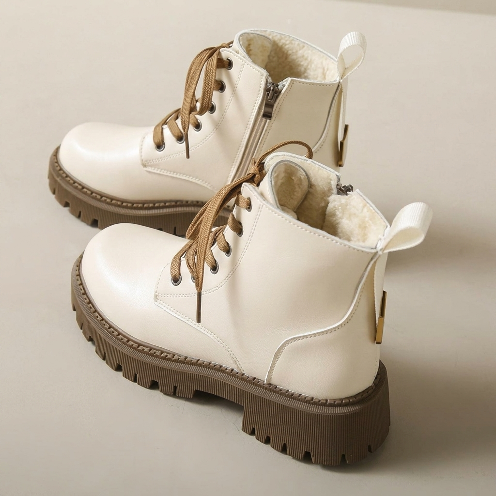 Bottes à lacets pour cheville avec semelle lug et zip latéral