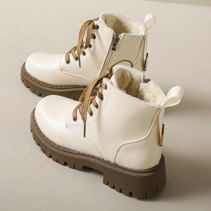 Bottes à lacets pour cheville avec semelle lug et zip latéral