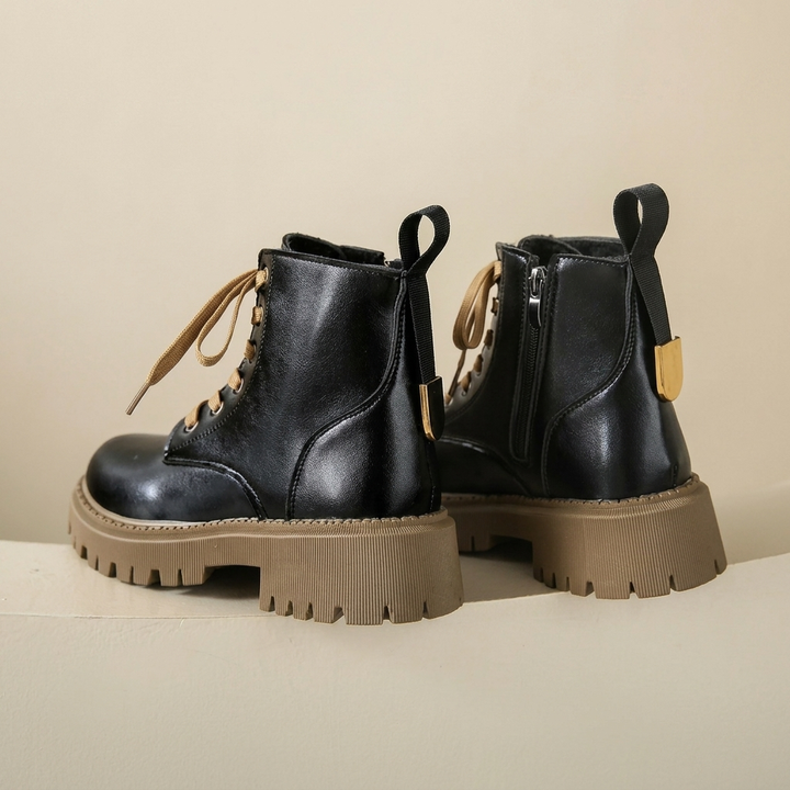 Bottes à lacets pour cheville avec semelle lug et zip latéral