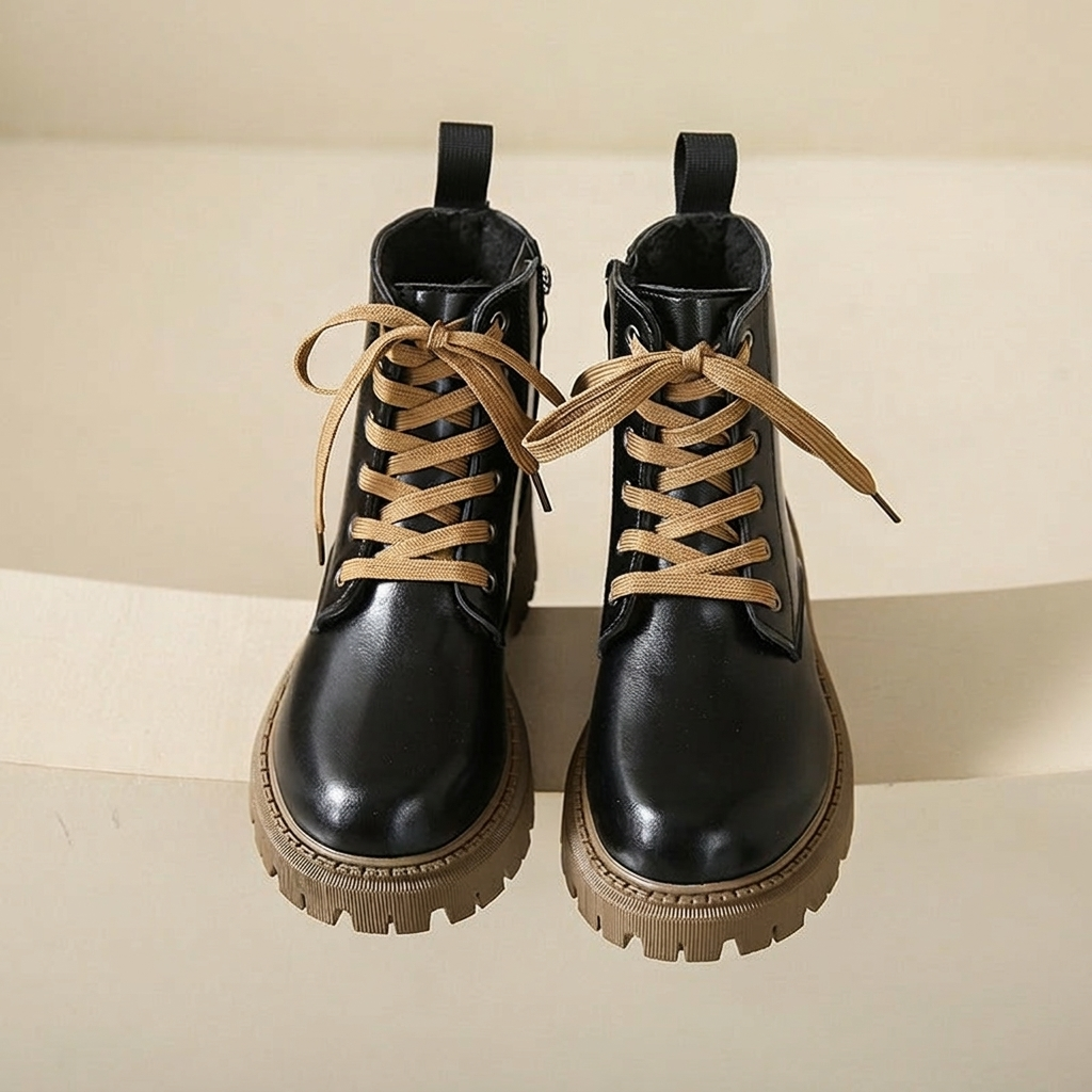 Bottes à lacets pour cheville avec semelle lug et zip latéral