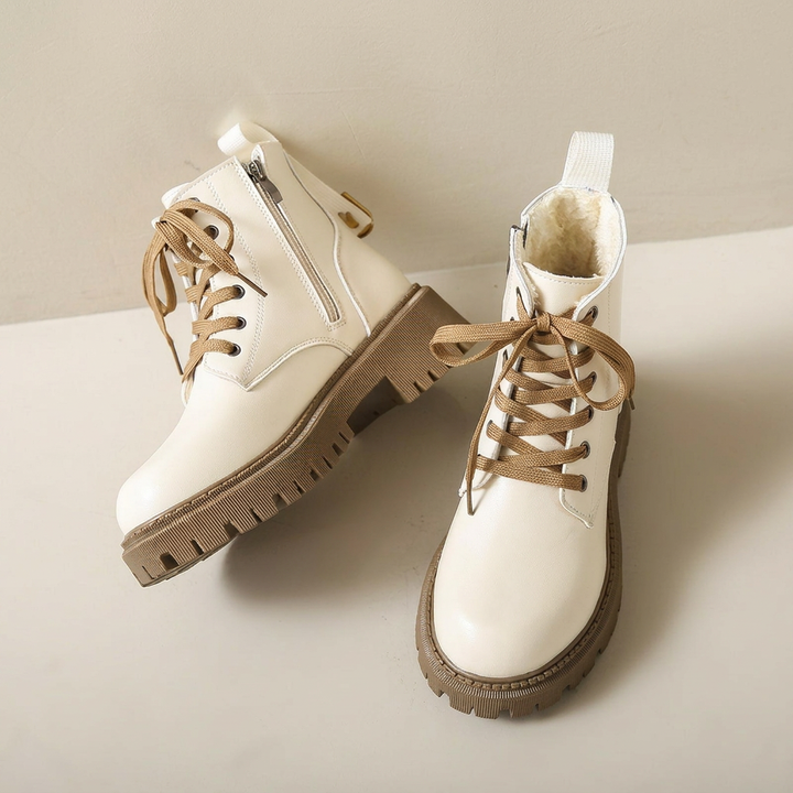 Bottes à lacets pour cheville avec semelle lug et zip latéral