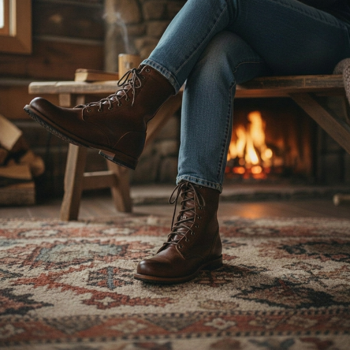 Bottes à lacets mi-mollet pour femmes