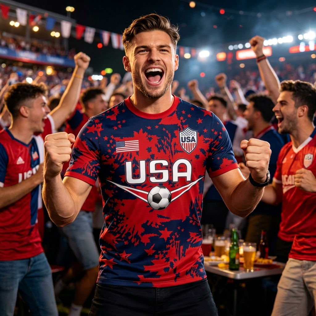 T-shirt de football patriotique des États-Unis pour hommes