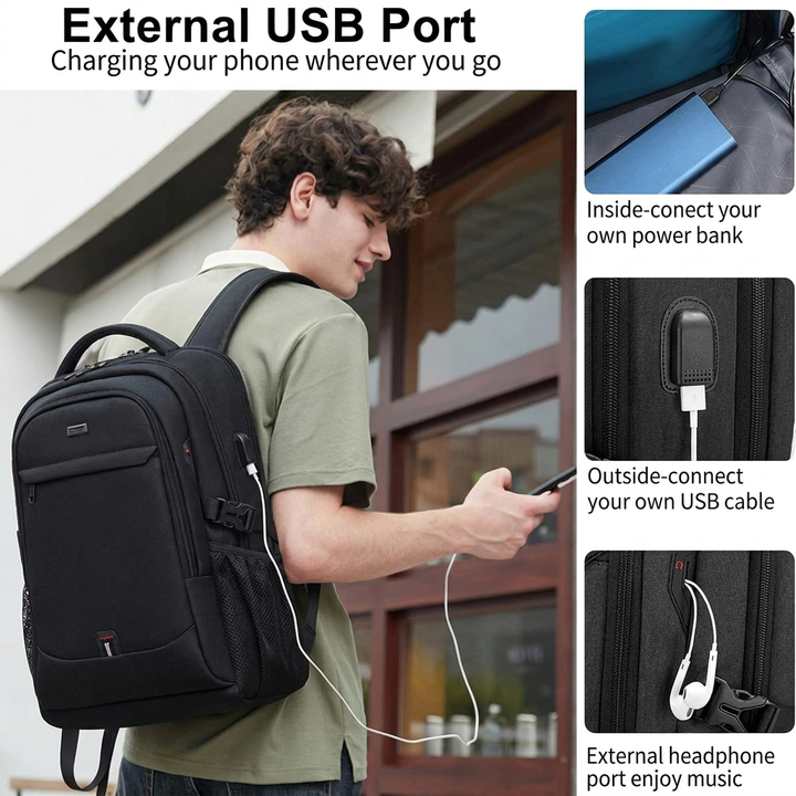 Sac à dos étanche pour ordinateur portable et voyage avec compartiments organisés