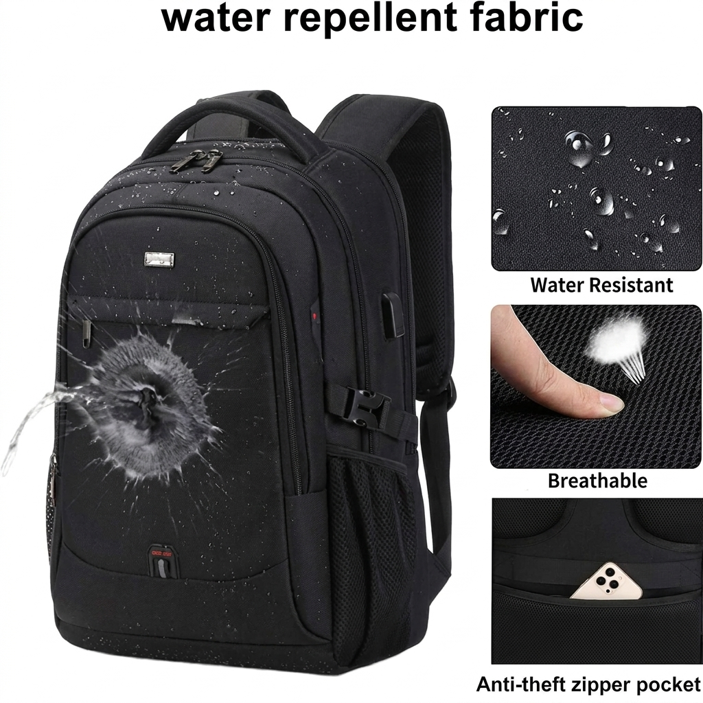 Sac à dos étanche pour ordinateur portable et voyage avec compartiments organisés