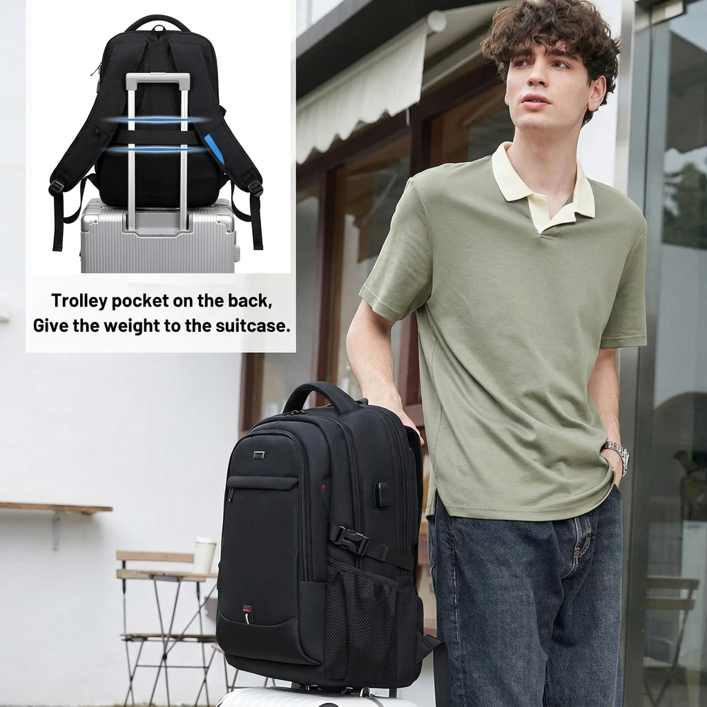 Sac à dos étanche pour ordinateur portable et voyage avec compartiments organisés