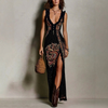 Robe élégante débardeur sans manches jupe longue fendue