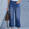 Jeans droits larges taille haute décontractés chic