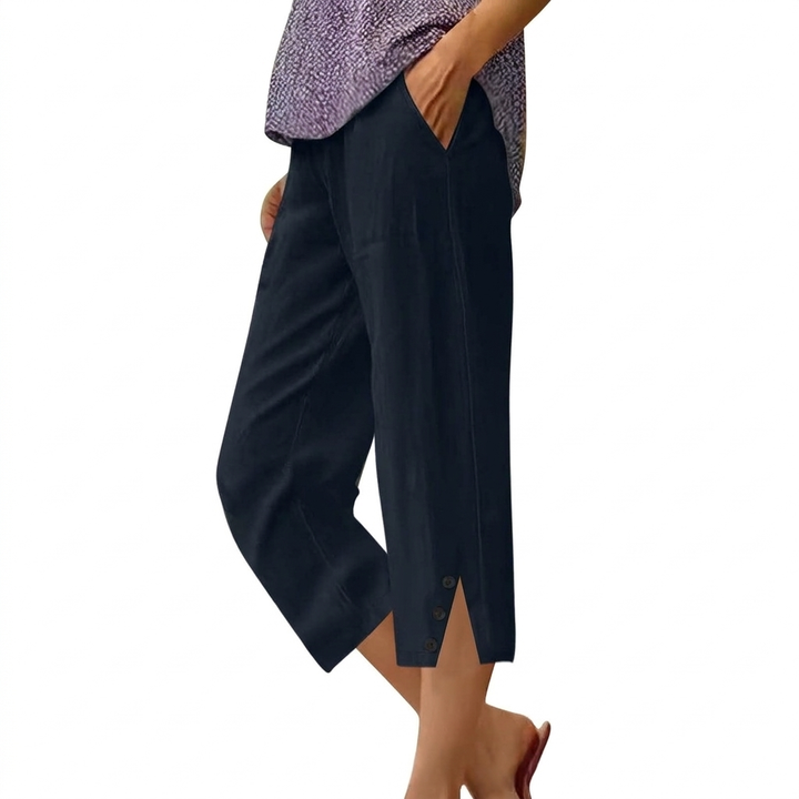 Pantalons Casual Loose Fit Haut de Taille pour Femmes avec Poches