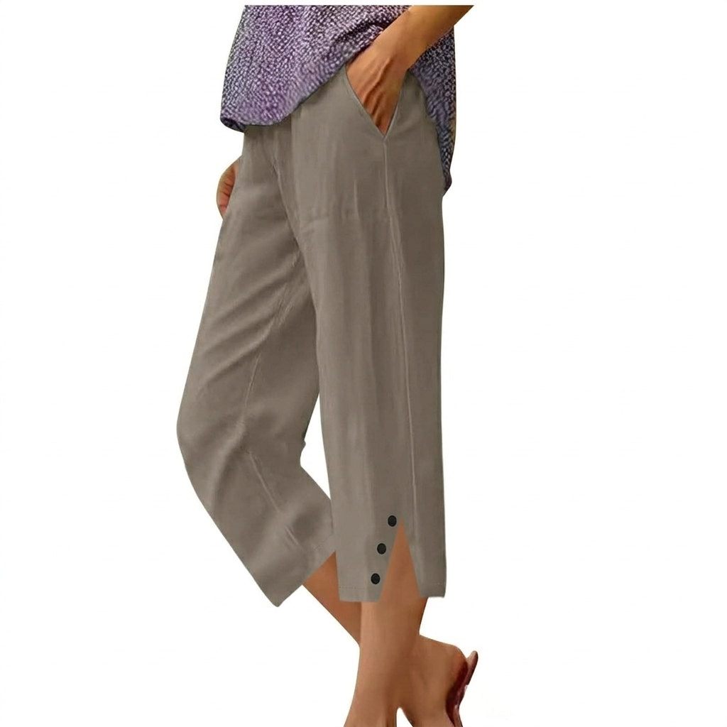 Pantalons Casual Loose Fit Haut de Taille pour Femmes avec Poches