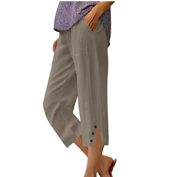 Pantalons Casual Loose Fit Haut de Taille pour Femmes avec Poches