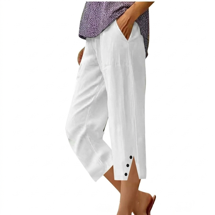 Pantalons Casual Loose Fit Haut de Taille pour Femmes avec Poches