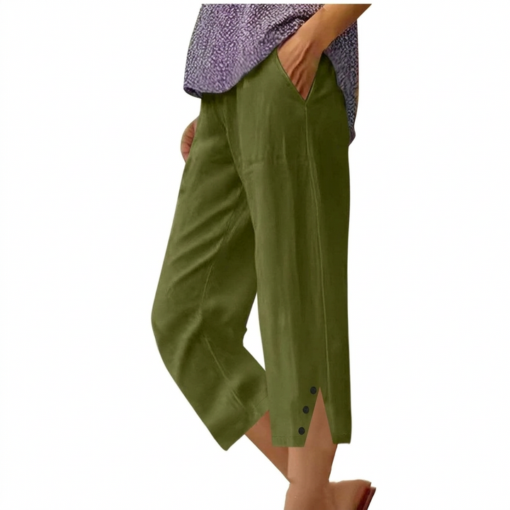 Pantalons Casual Loose Fit Haut de Taille pour Femmes avec Poches