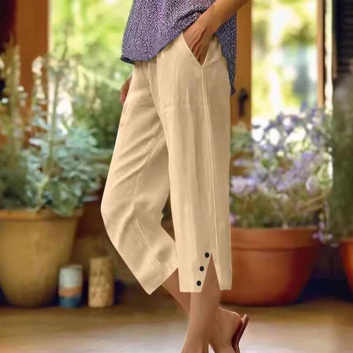 Pantalons Casual Loose Fit Haut de Taille pour Femmes avec Poches