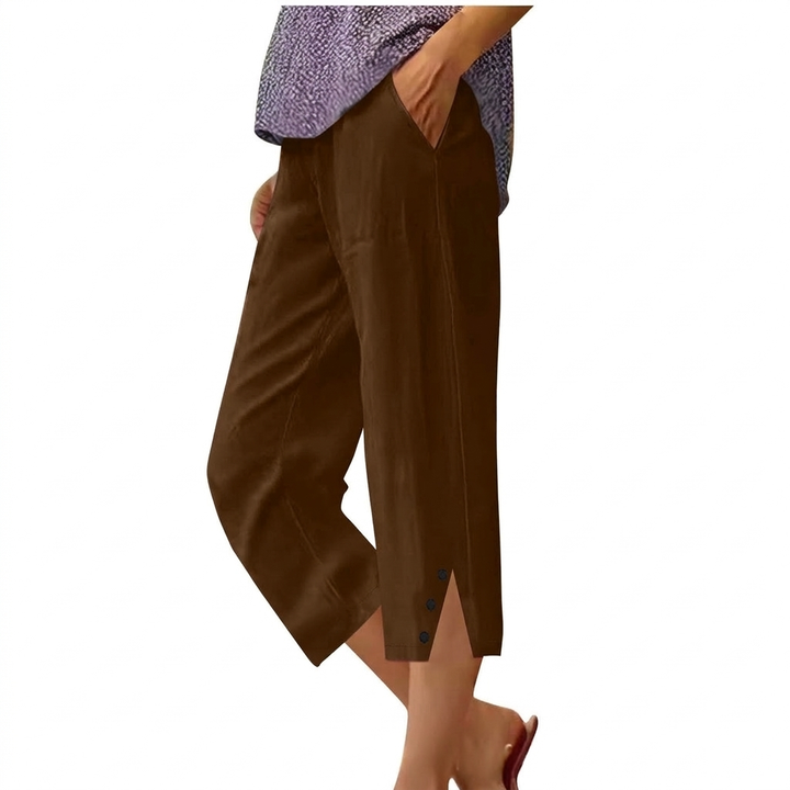 Pantalons Casual Loose Fit Haut de Taille pour Femmes avec Poches