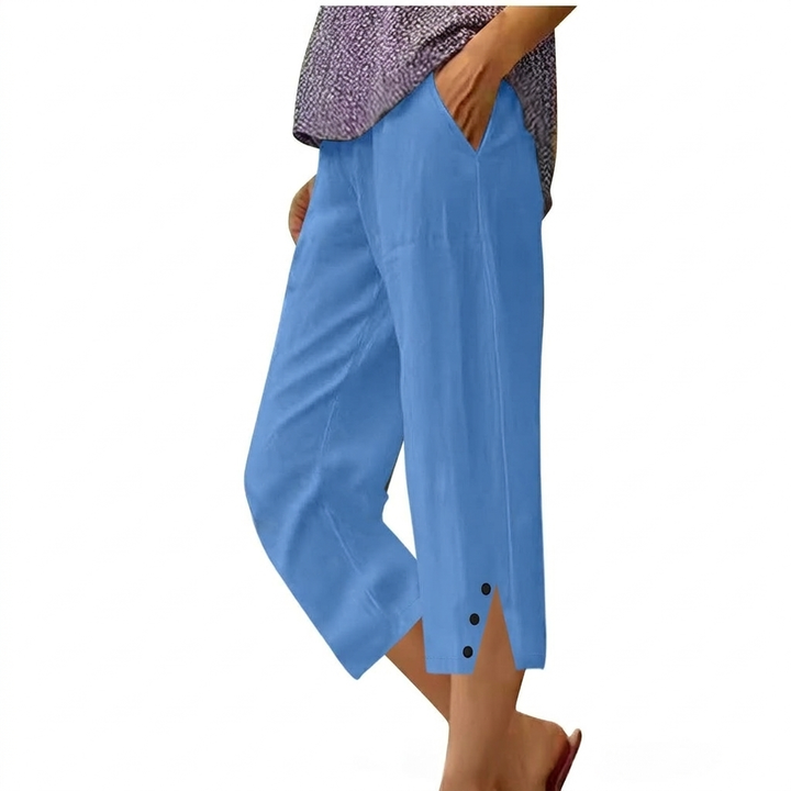 Pantalons Casual Loose Fit Haut de Taille pour Femmes avec Poches