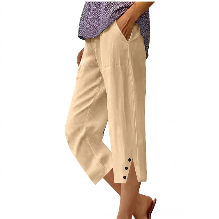 Pantalons Casual Loose Fit Haut de Taille pour Femmes avec Poches