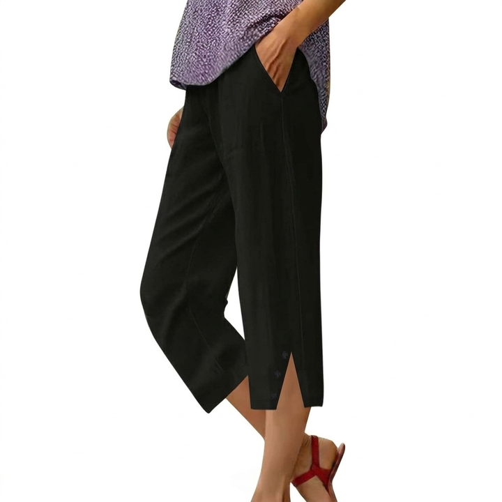 Pantalons Casual Loose Fit Haut de Taille pour Femmes avec Poches