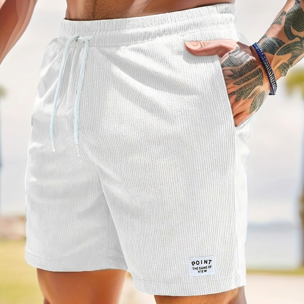 Shorts en velours côtelé pour hommes avec lacets et cordon de serrage