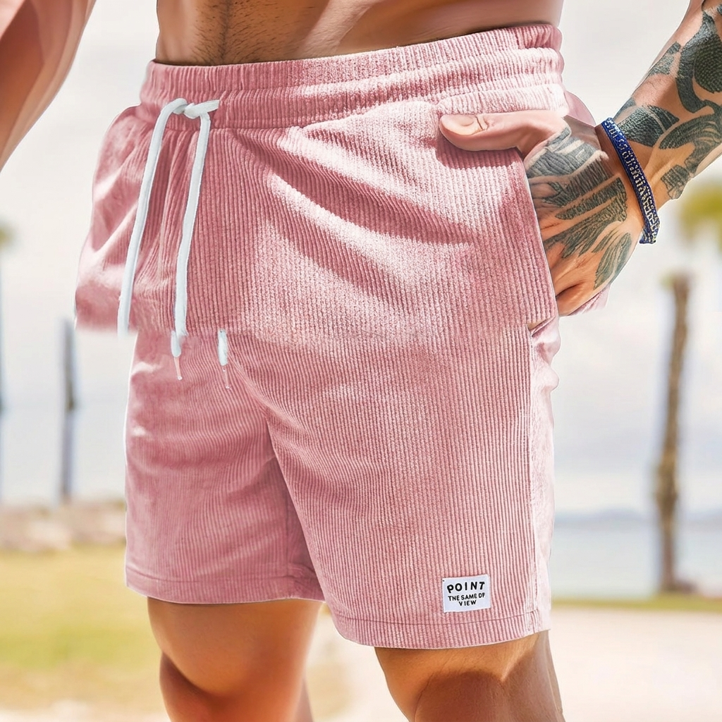 Shorts en velours côtelé pour hommes avec lacets et cordon de serrage