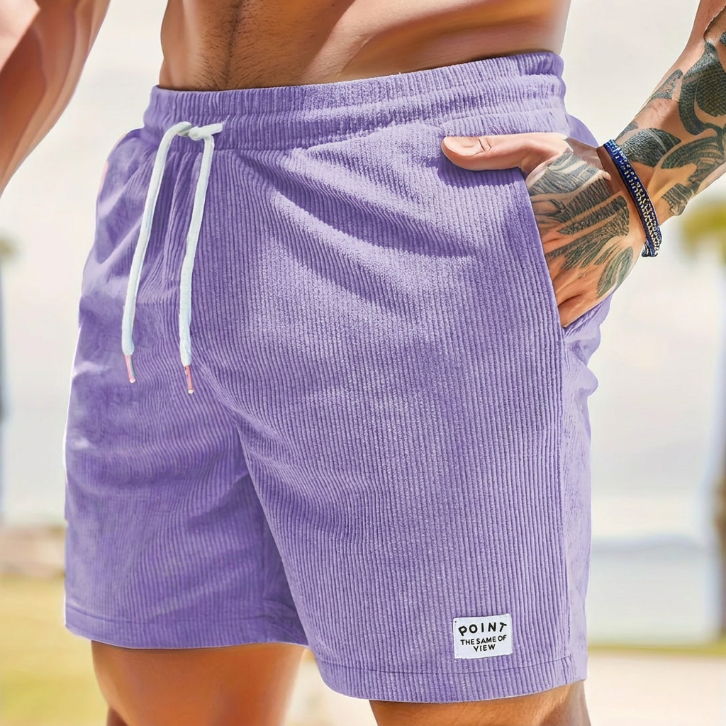 Shorts en velours côtelé pour hommes avec lacets et cordon de serrage