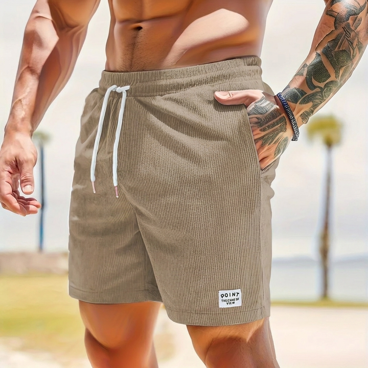 Shorts en velours côtelé pour hommes avec lacets et cordon de serrage
